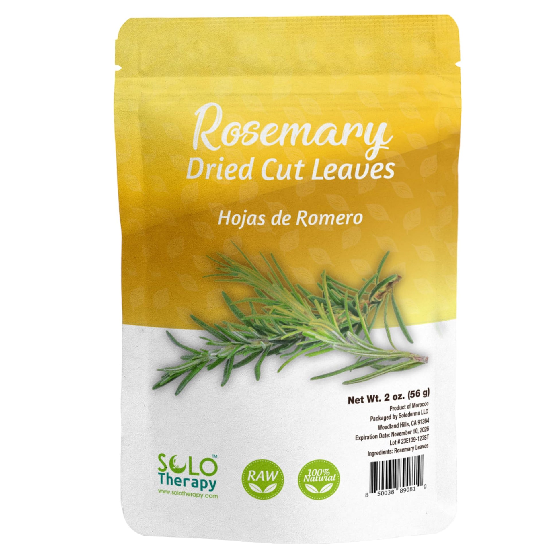 Rosemary Leaves Cut And Sifted - 56 Grams - Rosemary Leaf Herbal Tea - Herbs And Spices For Meat, Fish, Oils, Dips, Tea Resealable Bag - 56 Grams - Premium Quality (Rosemary Herb)