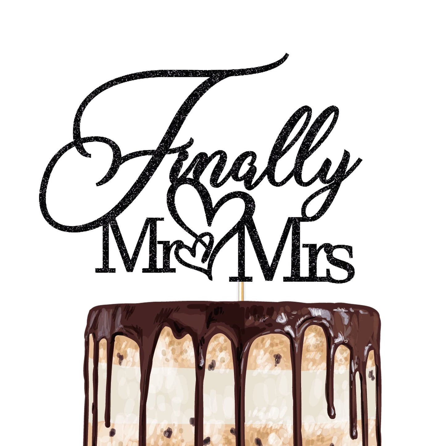 Finally Mr&Mrs Wedding Cake Topper, Elegant Cake Topper For Wedding Anniversary, Romantic Wedding Party Decorative Cake Toppers