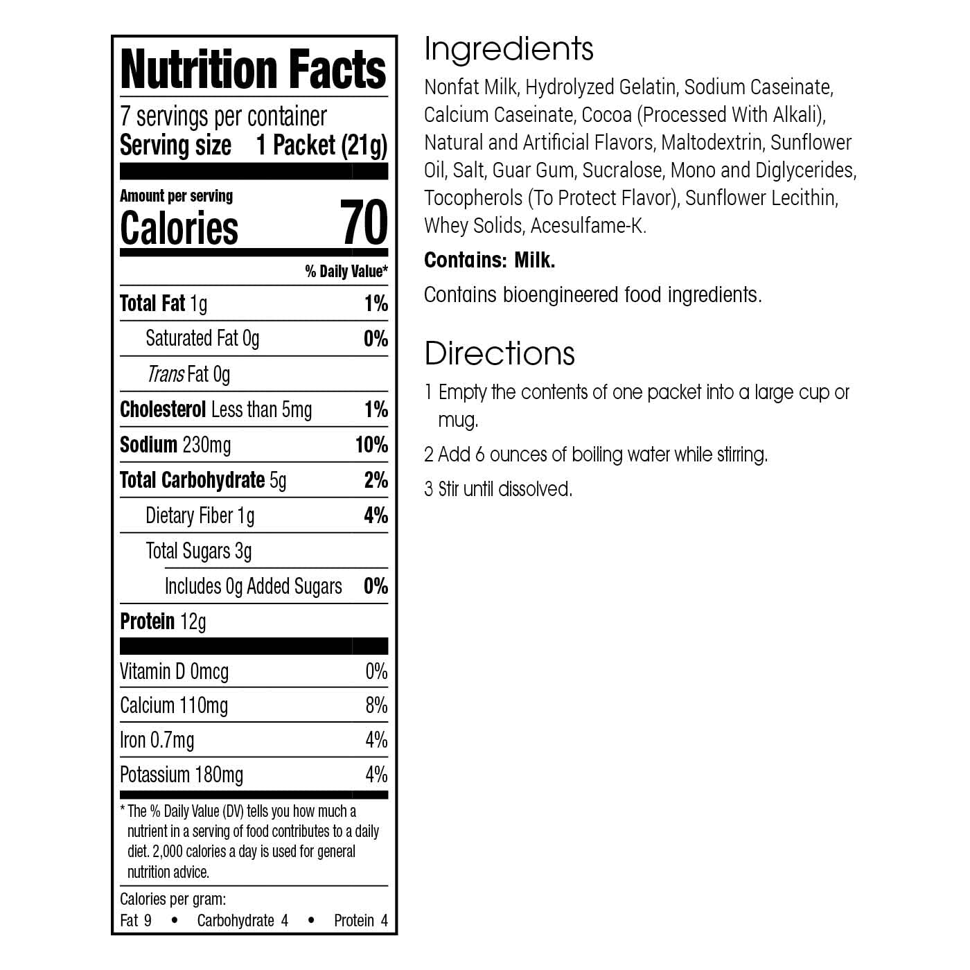 WonderSlim Protein Hot Cocoa - Creamy Original, 70 Calories, 12g Protein, 3g Sugar, 7 Count Pack