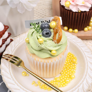 Yellow Sprinkles For Cake Decorating, 120G/4.23Oz Edible Yellow Pearl Sprinkles Mix, Sugar Candy Pearls For Baking, Cookie Decor