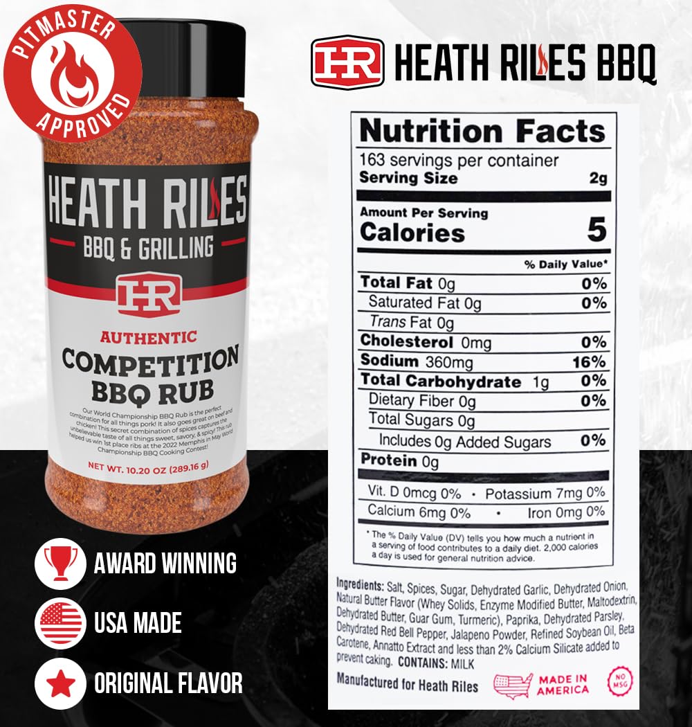 Heath Riles BBQ Rub - Competition Seasoning, 10.20 oz, Model HRB0110, Champion Pitmaster Recipe