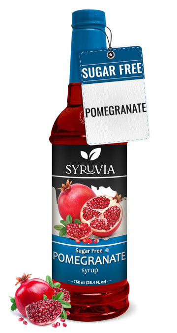 Syruvia Sugar-Free Pomegranate Syrup - 25.4 fl oz. enhanced Flavoring Syrup. 0 Calories  Kosher  and Gluten-Free. Ideal for Enhancing Tea  Italian Sodas  Beverages  Desserts  Ice Cream  Cocktails  and Mocktails.