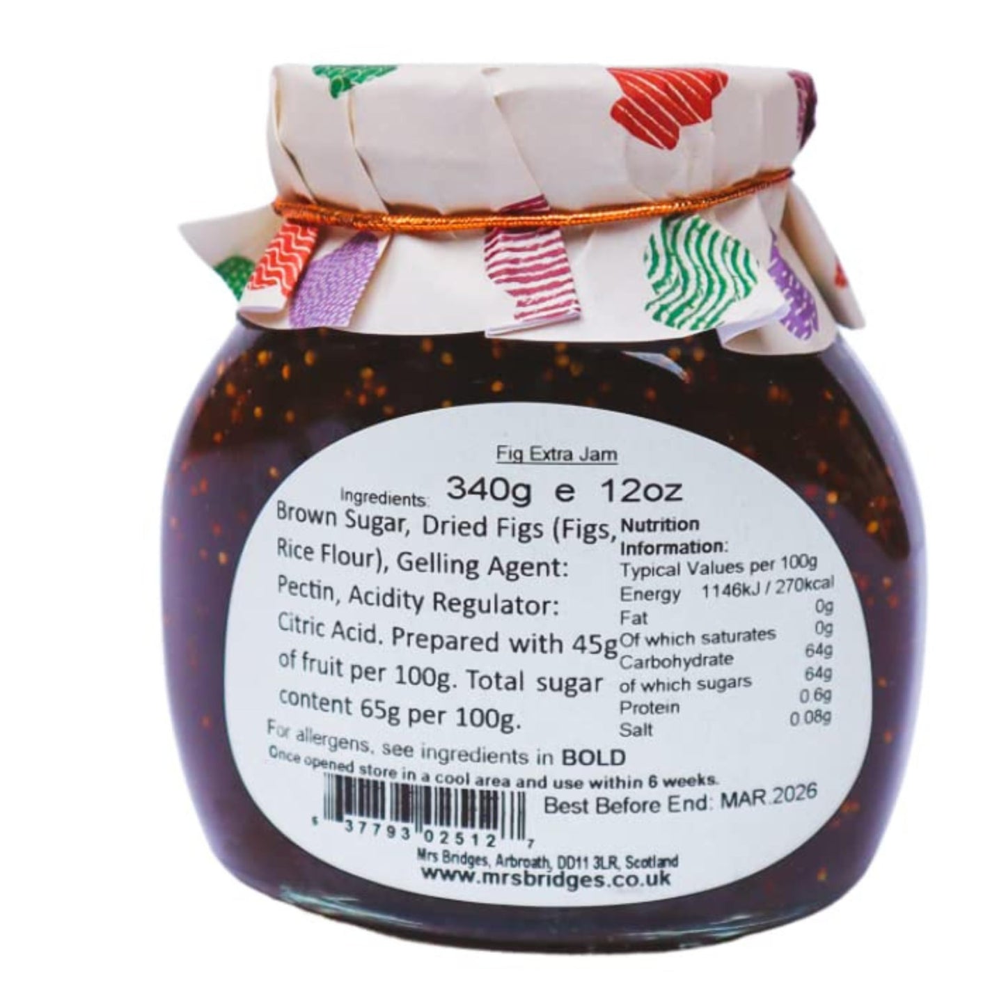Mrs Bridges Fig Preserve, Made In Scotland, 12Oz Jar (Pack Of 3)
