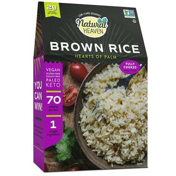 Natural Heaven Rice, Hearts Of Palm Rice, Brown Rice, Gluten Free, Vegan, Low Carb Rice For A Keto Snack Or Healthy Food Meal, 9