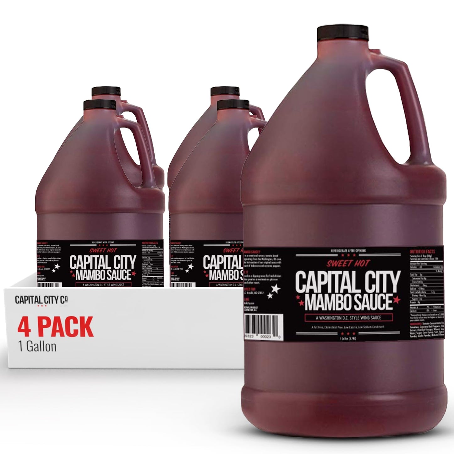 Capital City Mambo Sauce Sweet Hot Wing Sauce, 128 Fl Oz (Pack of 4)