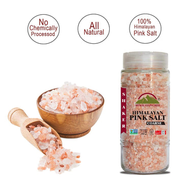 Himalayan Chef Himalayan Pink Salt, Coarse Grain, 17.5oz Glass Jar, Model 5305, Pink