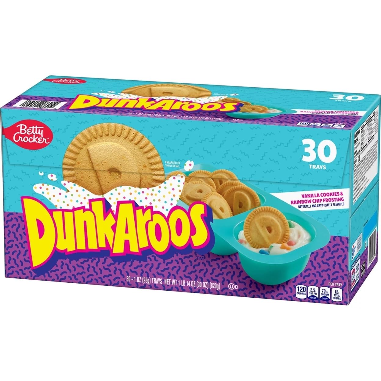 Dunkaroos Vanilla Cookies And Vanilla Frosting With Rainbow Sprinkles By Betty Crocker (30 Count) 2 Lb Box