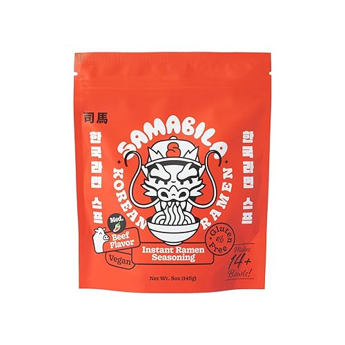 Samabila Beef Instant Ramen Seasoning Powder - Gluten Free - Vegan - Medium Spicy - Premium Soup Powder - 5 Oz