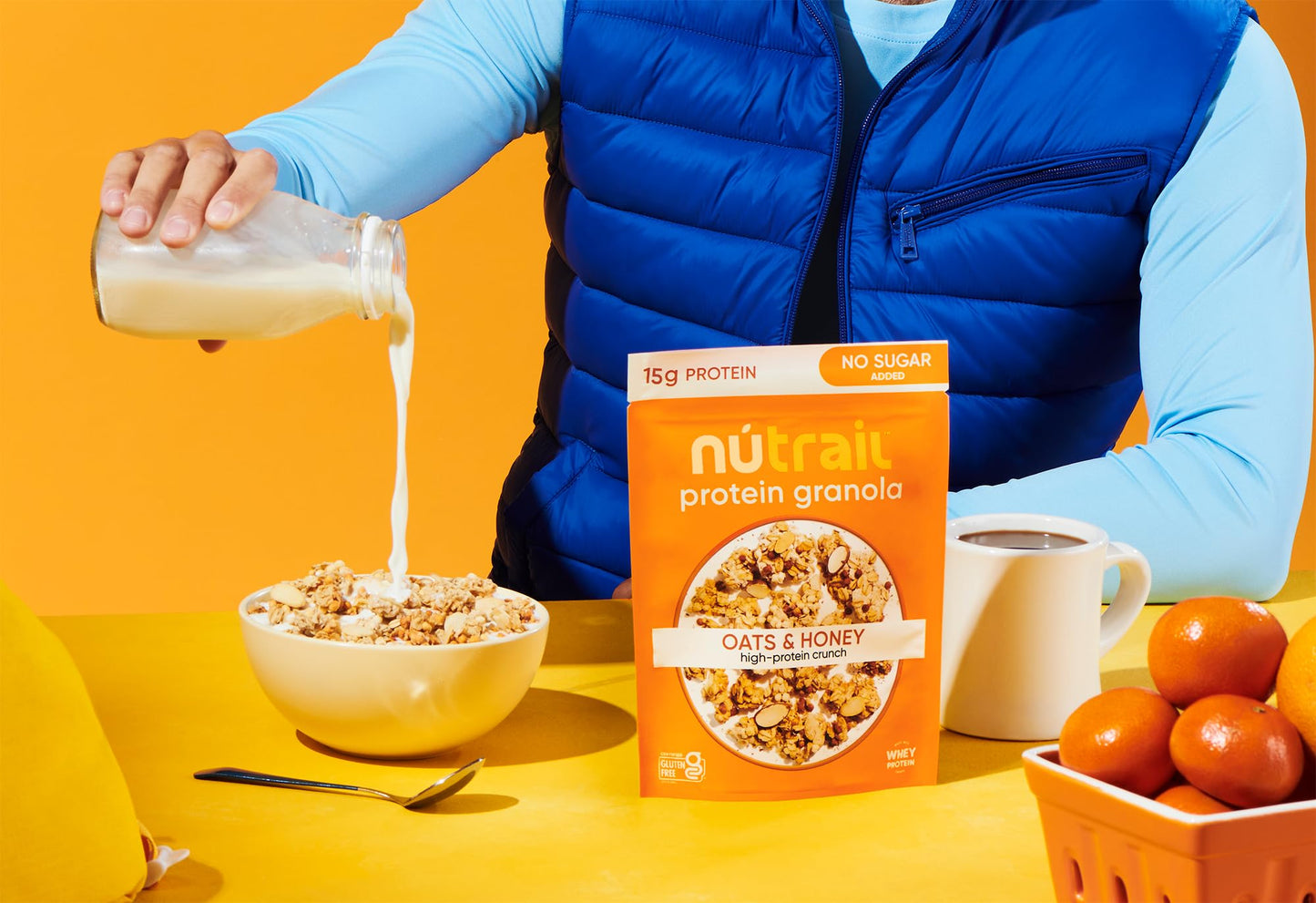 Nutrail 15G Protein Granola Cereal, Honey And Oats, No Sugar Added, Gluten Free, Made With Whey, 8 Oz. 3 Count