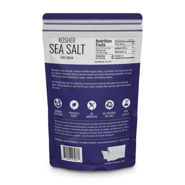 Fine Grain Kosher Salt  Non-Iodized & Natural Fine Replacement for Table Salt for Table Shakers  14 oz Bag