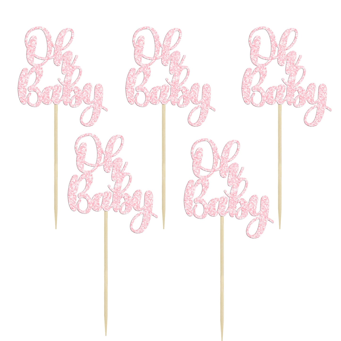 Gyufise 36Pcs Oh Baby Cupcake Toppers Glitter Baby Shower Cupcake Picks For Gender Reveal Baby Shower Kids Boys Girls Birthday P