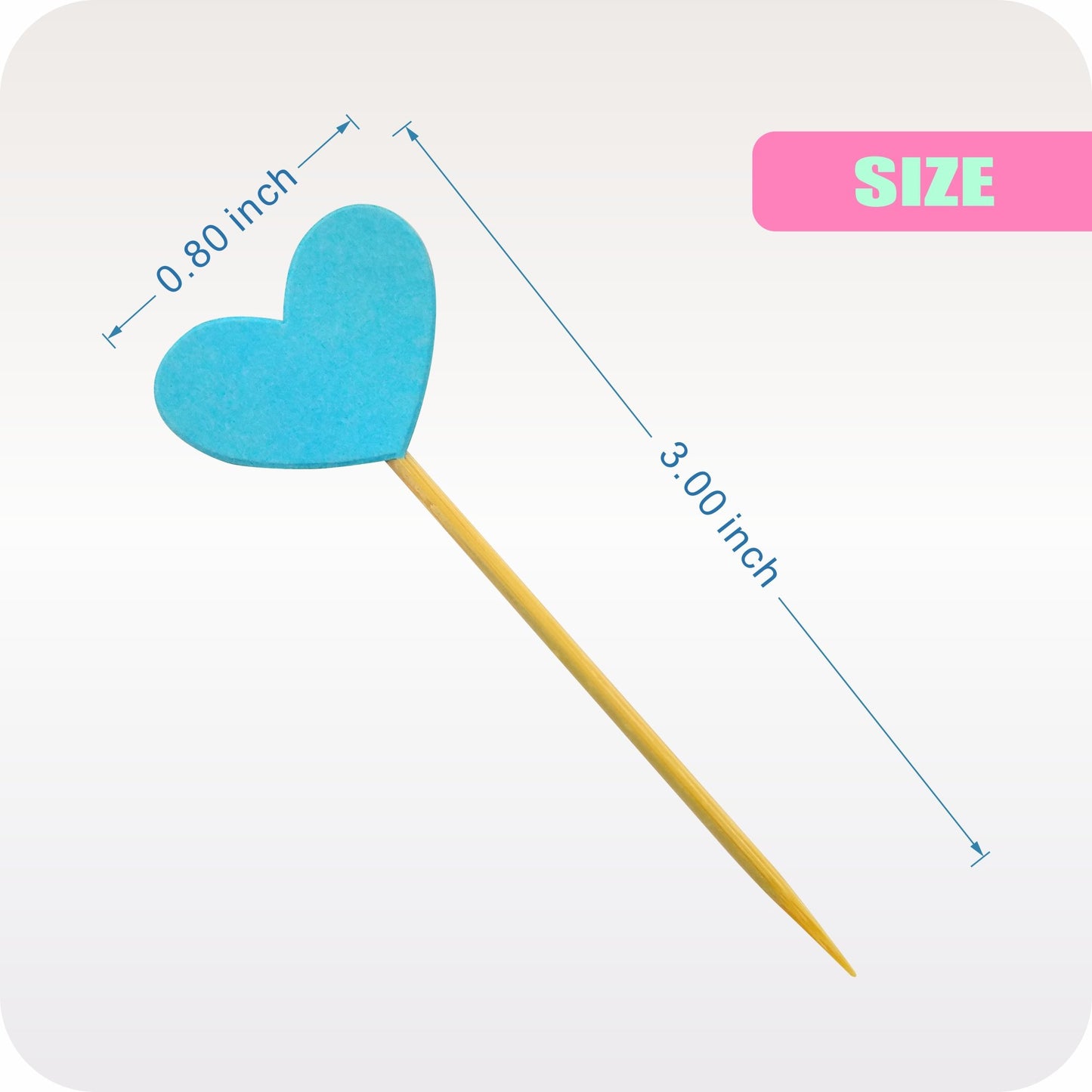 GUCUJI Cupcake Toppers Set, 30Pcs Funny Blue Heart DIY Glitter Picks for Birthday, Wedding, Baby Shower Decorations
