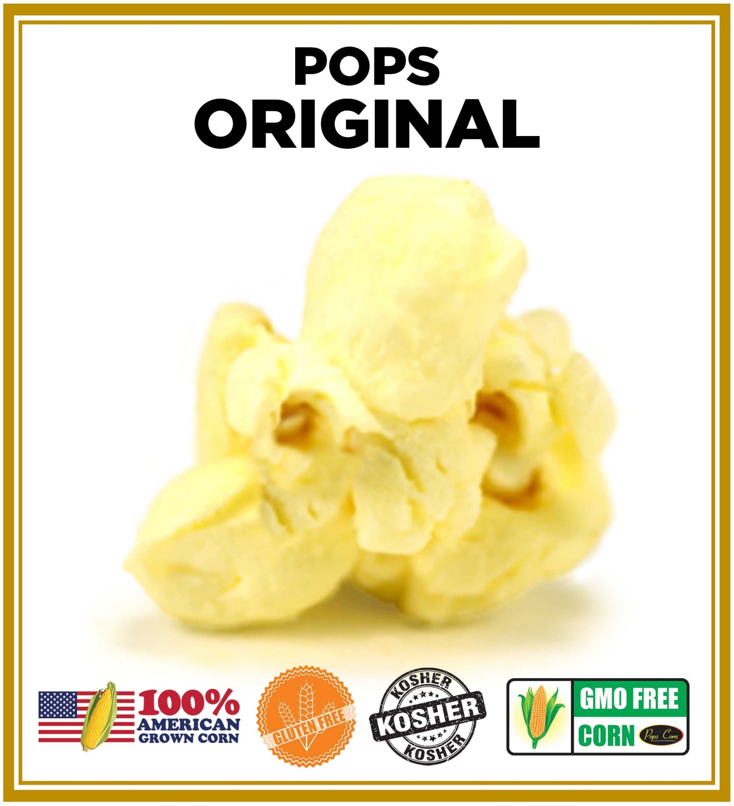 Pops Corn Gourmet Popcorn Bulk - 300 Cups, 90oz Butter Flavor Party Bag, Movie Theater Style