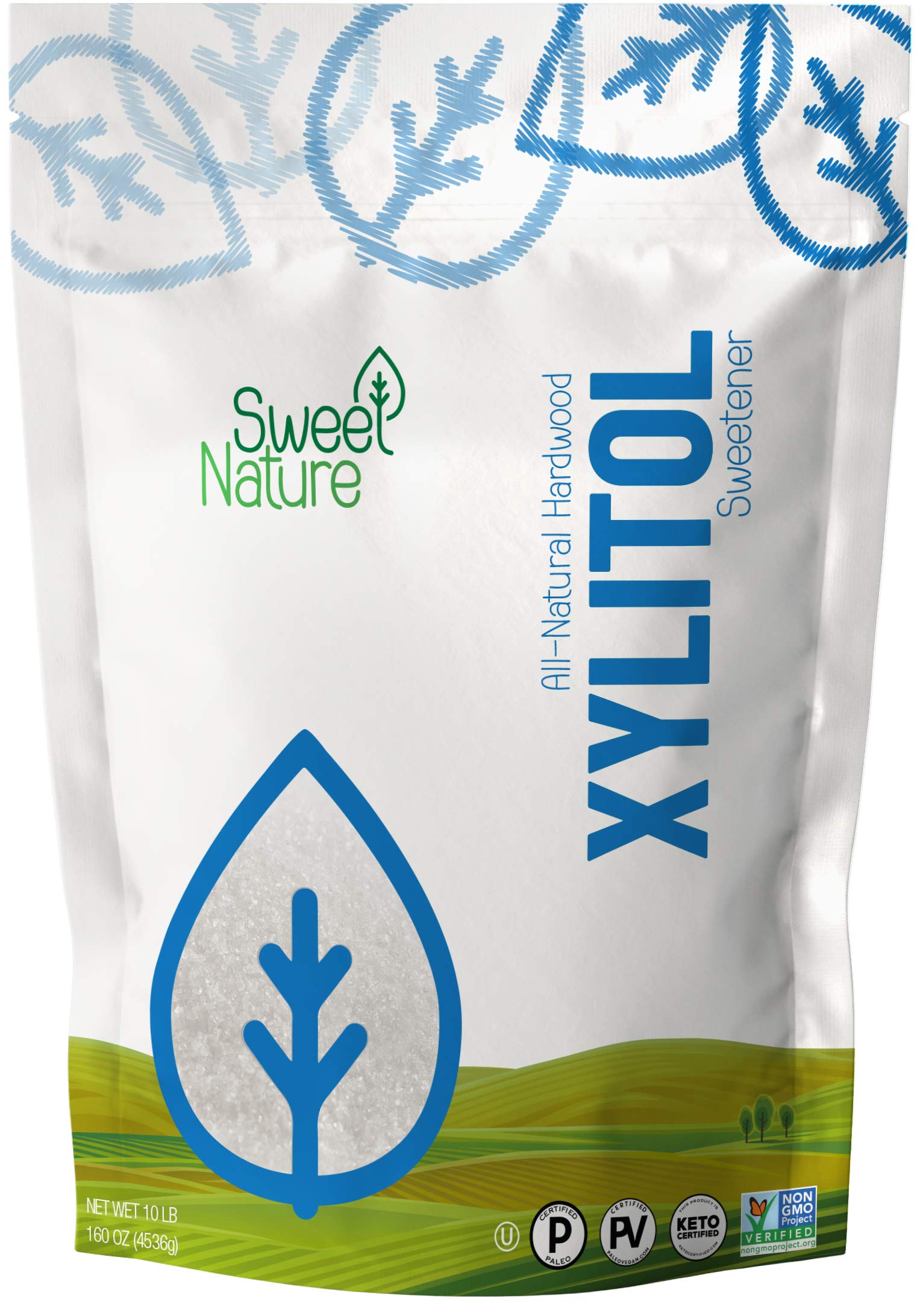 Sweet Nature | Birch Bark Xylitol Sweetener - Great Powdered Sugar Substitute for Diabetics - Natural  Keto Friendly  non-GMO  and Made in USA (10lbs)