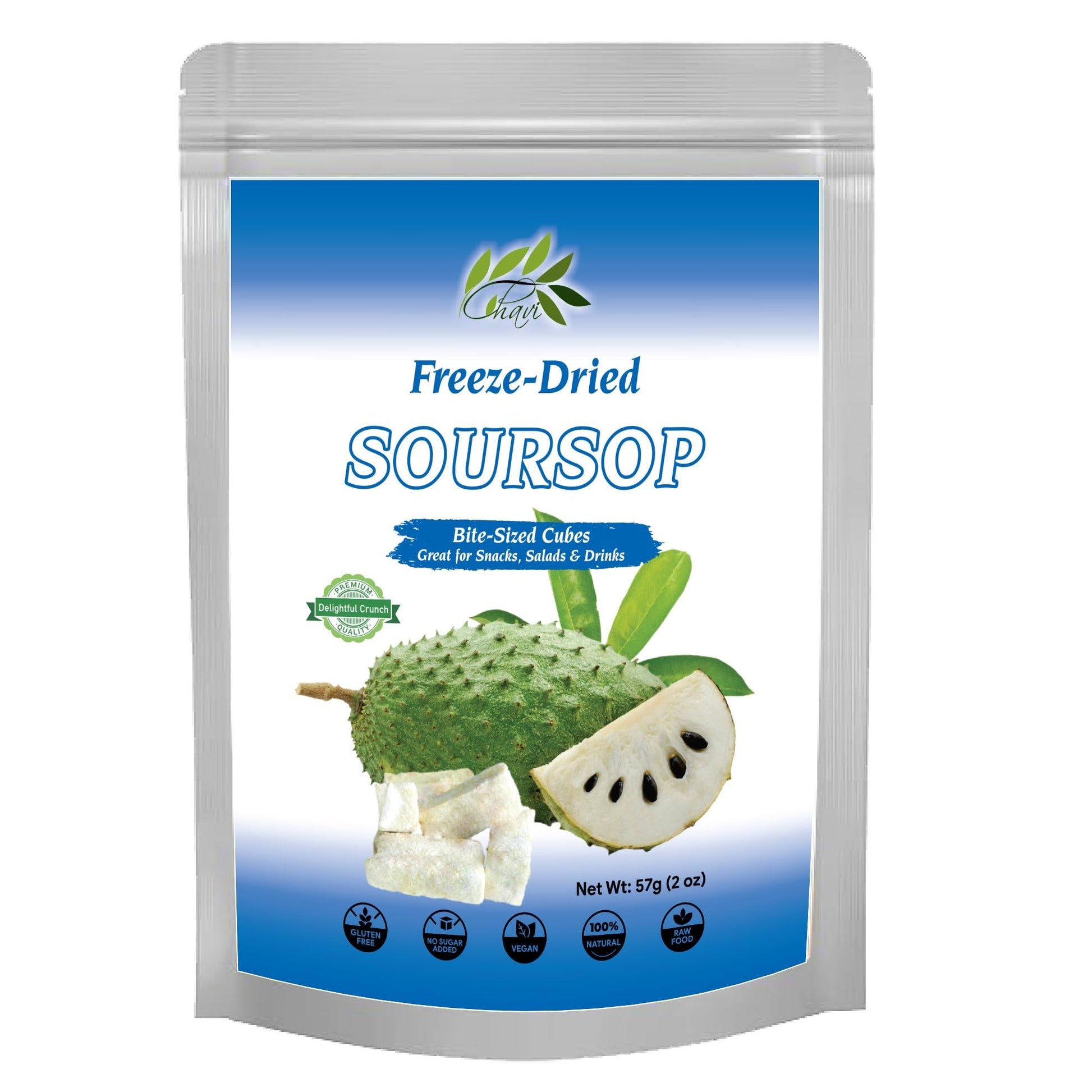 CHAVI Freeze-Dried Soursop - 2 Oz - Healthy 1 Ingredient Superfood - No Added Sugars or Preservatives - Non-GMO, Vegan, Gluten-F
