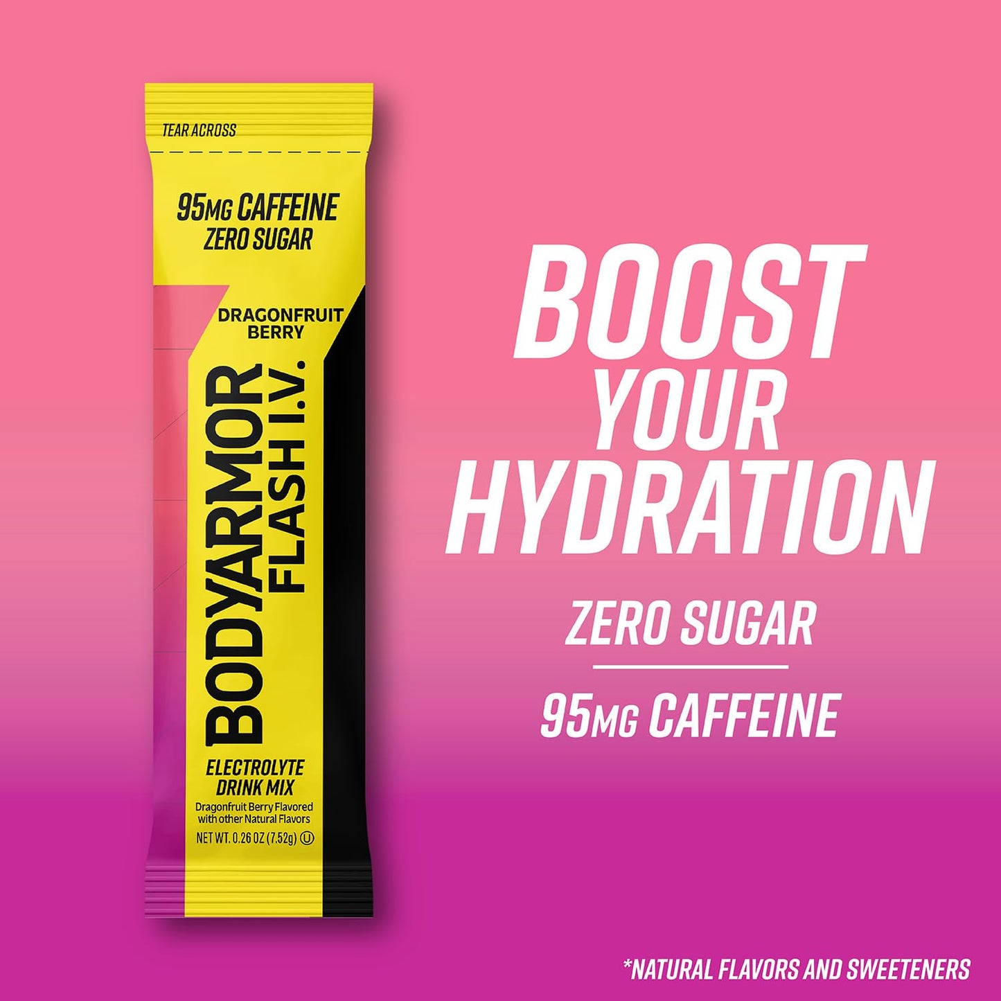 BODYprotective covering Electrolyte Drink Mix - Caffeinated Dragonfruit Berry - Zero Sugar - 6 Pack - 1.68 Ounce Each - Travel Essentials