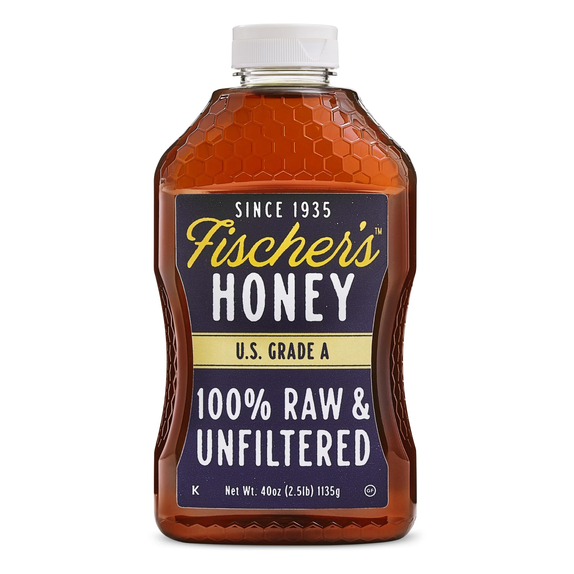 Fischers 100% Pure Raw Unfiltered Honey - All-Natural Sweetener, 40 oz