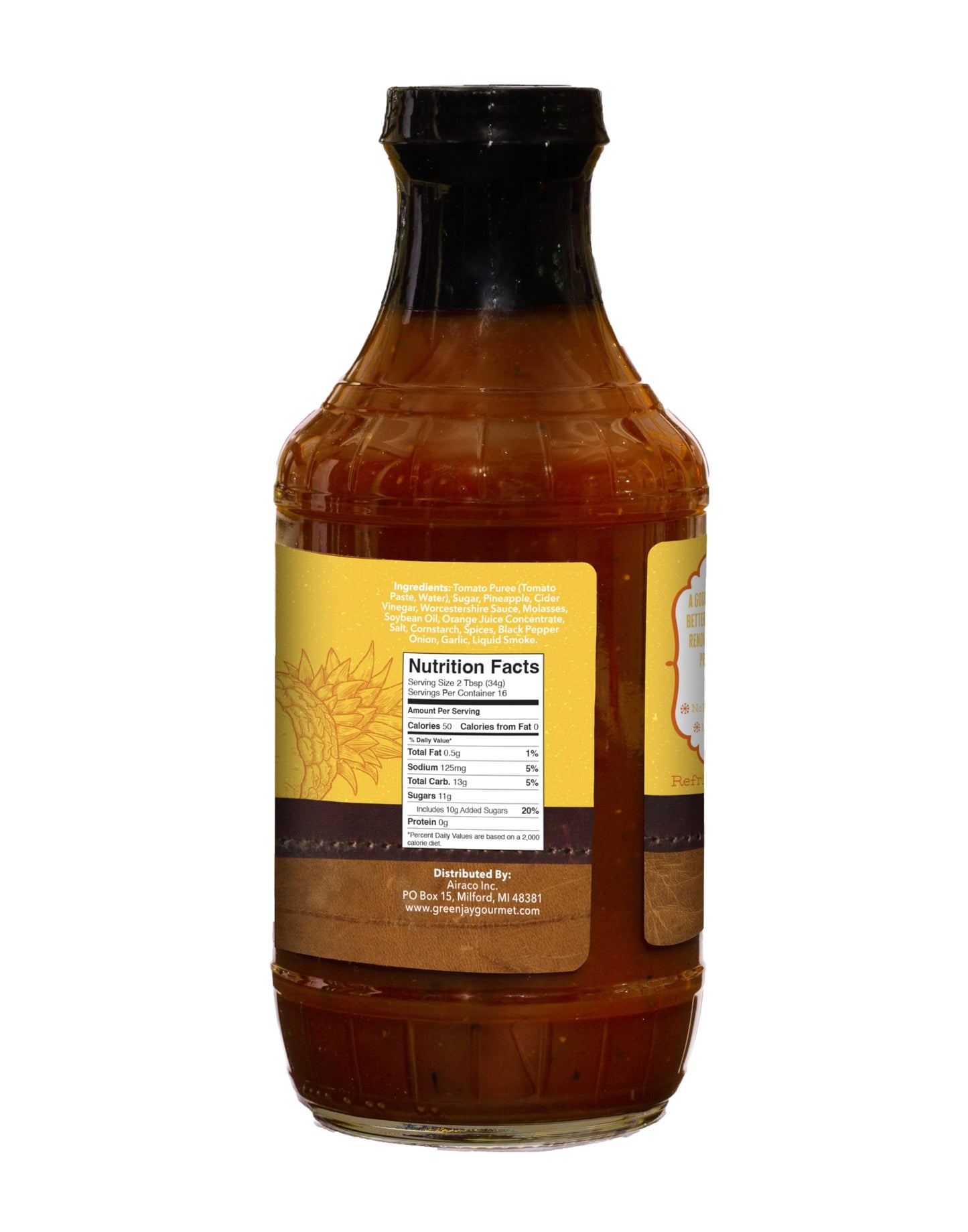 Green Jay Gourmet BBQ Sauce - Sweet Sampler - Smoky Orange, Apple Hickory & Peach spirit-inspired flavor - 19 Ounces, Pack of 3