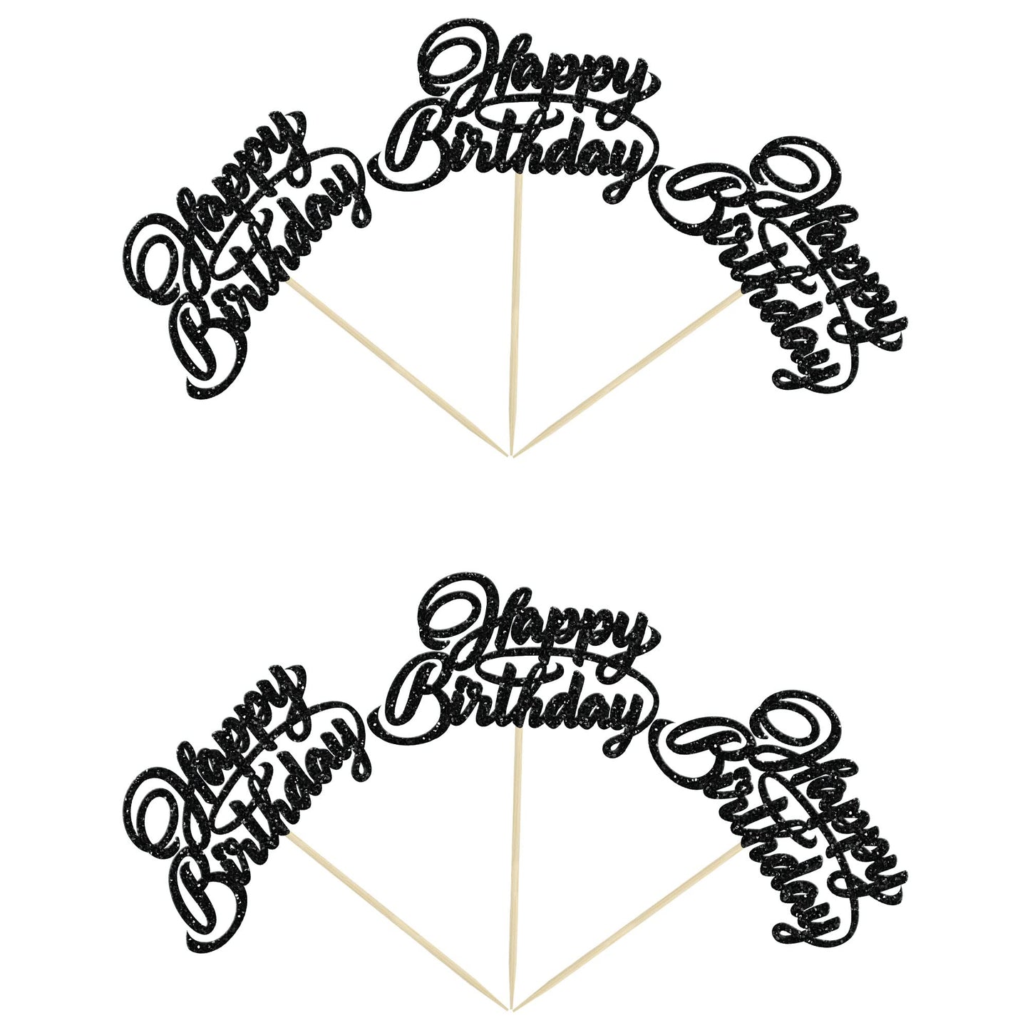 24Pcs Happy Birthday Cupcake Toppers Glitter Birthday Cupcake Food Picks For Celebrating Happy Birthday Party Cake Decorations S
