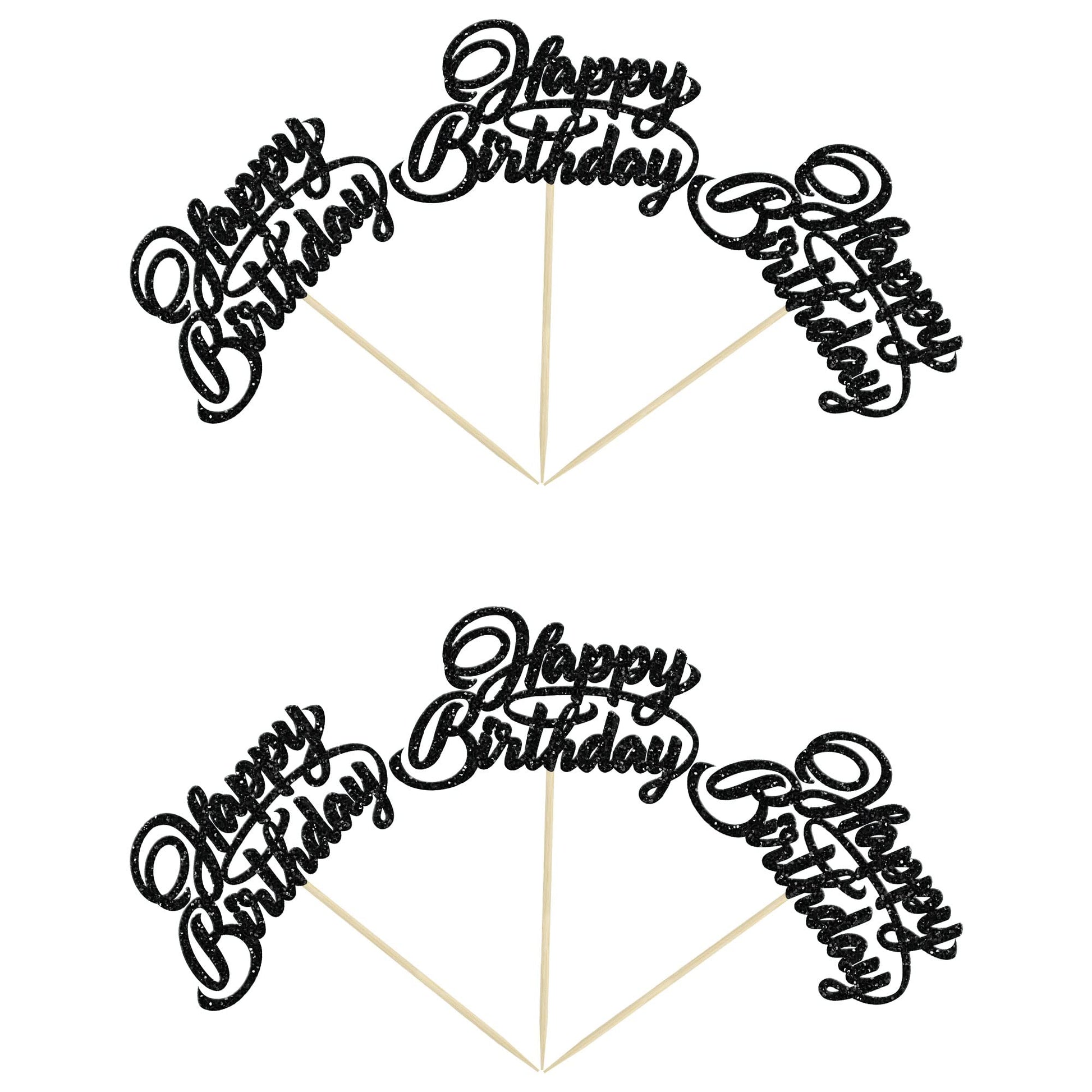 24Pcs Happy Birthday Cupcake Toppers Glitter Birthday Cupcake Food Picks For Celebrating Happy Birthday Party Cake Decorations S