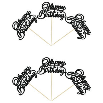 24Pcs Happy Birthday Cupcake Toppers Glitter Birthday Cupcake Food Picks For Celebrating Happy Birthday Party Cake Decorations S