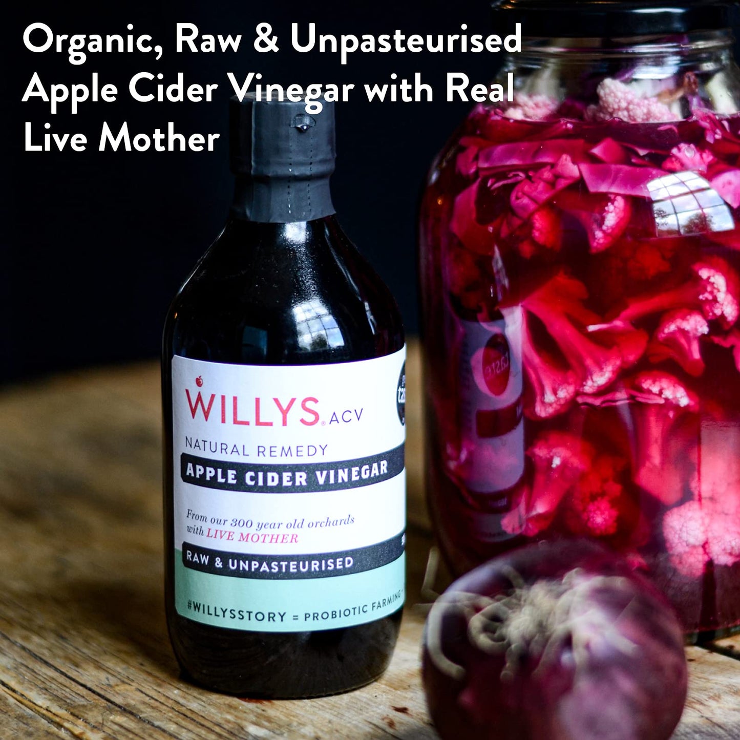 WILLYS Organic Apple Cider Vinegar with Mother - 169.07 Fl Oz, Probiotics for Gut Health, Model ACVBIB5L