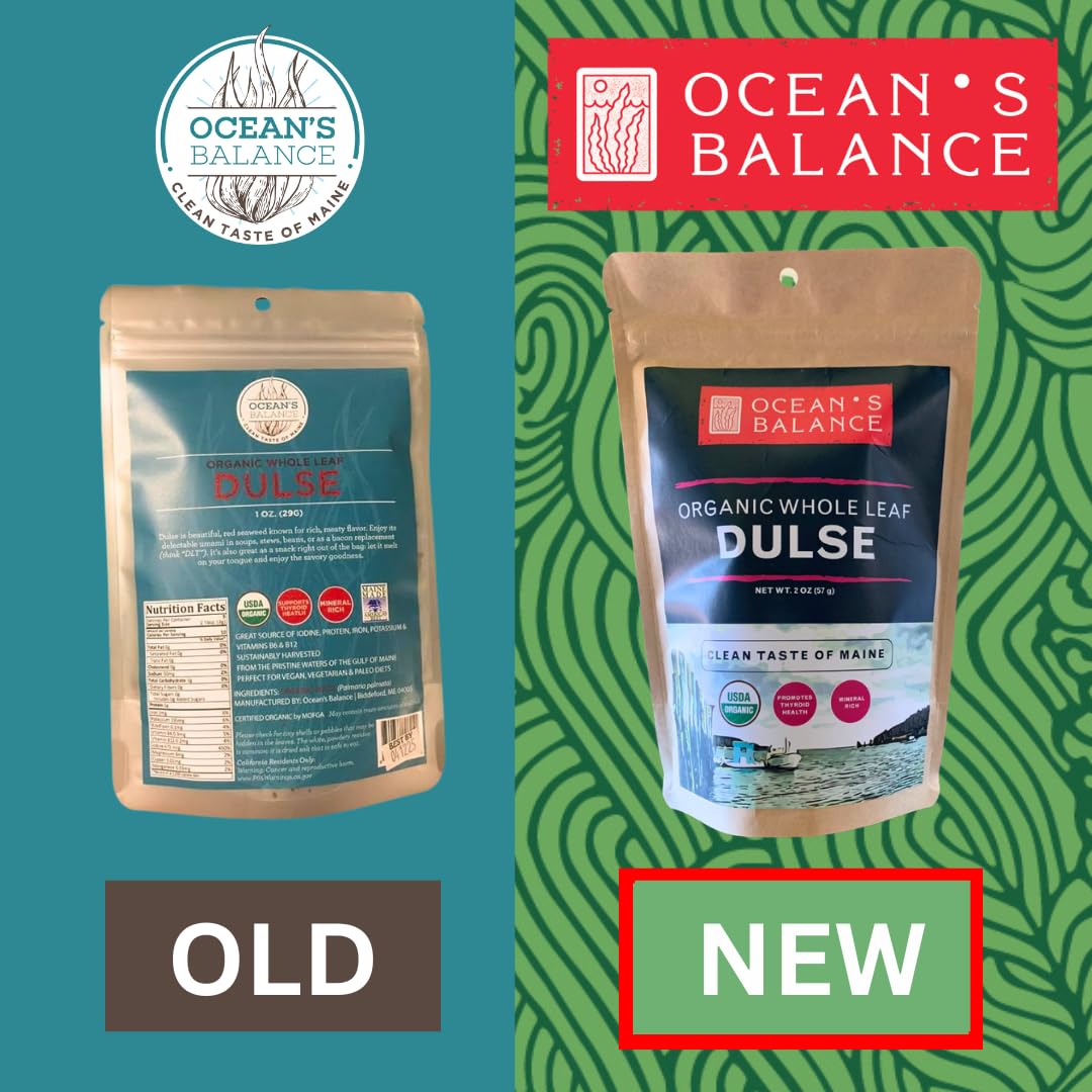 Ocean'S Balance Organic Whole Leaf Dulse - Maine Coast Vegetables For Keto, Paleo Diet, & Vegan Diets - Sweet Seaweed Gluten Fre