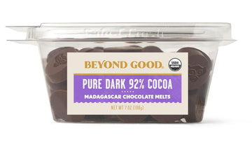 Beyond Good Chocolate | 92% Pure Dark Chocolate Melts, 7oz Pack | USDA Organic, Direct Trade, Vegan, Kosher, Non-GMO | Single Or