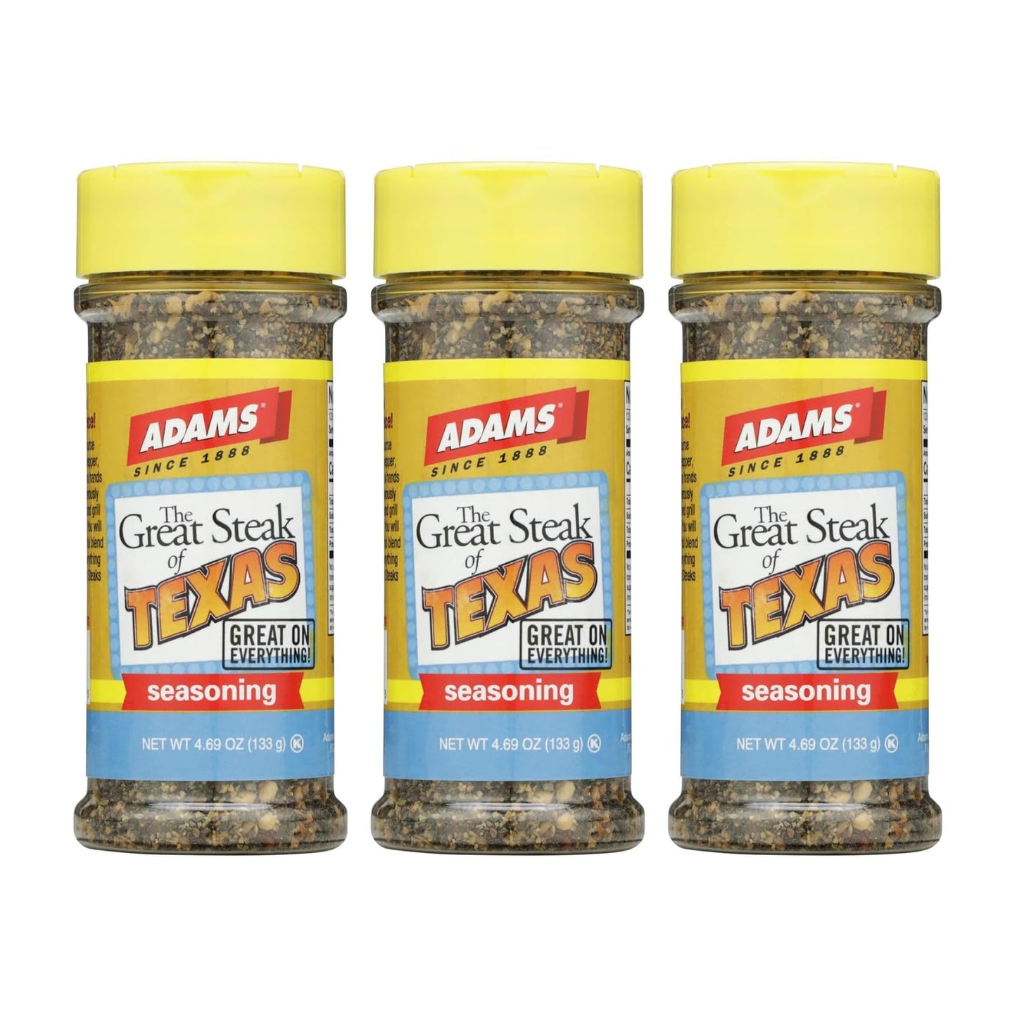 Adam'S Seasonings 3.5-6Oz Container (Pack Of 3) Choose Flavor Below (The Great Steak Of Texas 4.69Oz)