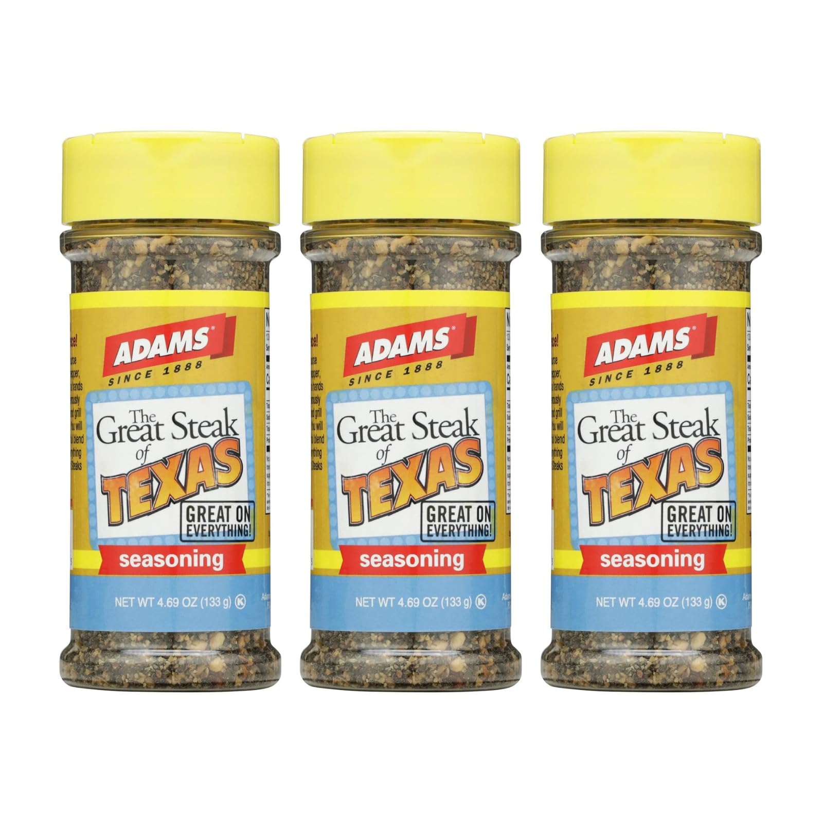 Adam'S Seasonings 3.5-6Oz Container (Pack Of 3) Choose Flavor Below (The Great Steak Of Texas 4.69Oz)