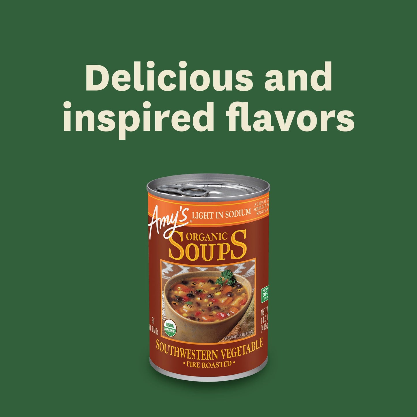 Amys Soup Organic Fire Roasted Vegetable With Black Beans Light In Sodium Vegan & Gluten Free 14.3 Oz