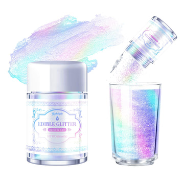 Iridescent Edible Glitter for Cocktails - Rainbow Luster Dust Edible Iridescent Drink Glitter Food Grade Shimmer Powder for Beve