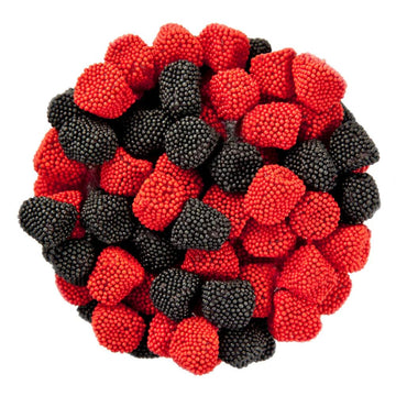 NY Spice Shop Raspberries and Blackberries Gum Drops - 8 Ounce Sweet Fruit Flavored Jelly Centre with Candy Seeds Topping - Old 