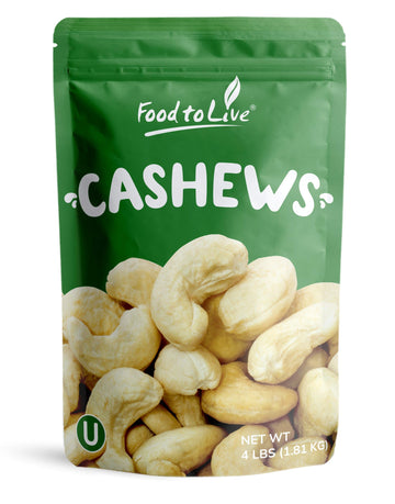 Food to Live Cashew Pieces, 4 Pounds - Kosher, Raw, Vegan, Paleo Friendly, Unsalted, Unroasted, Bulk, Rich in Selenium, Zinc, Ma
