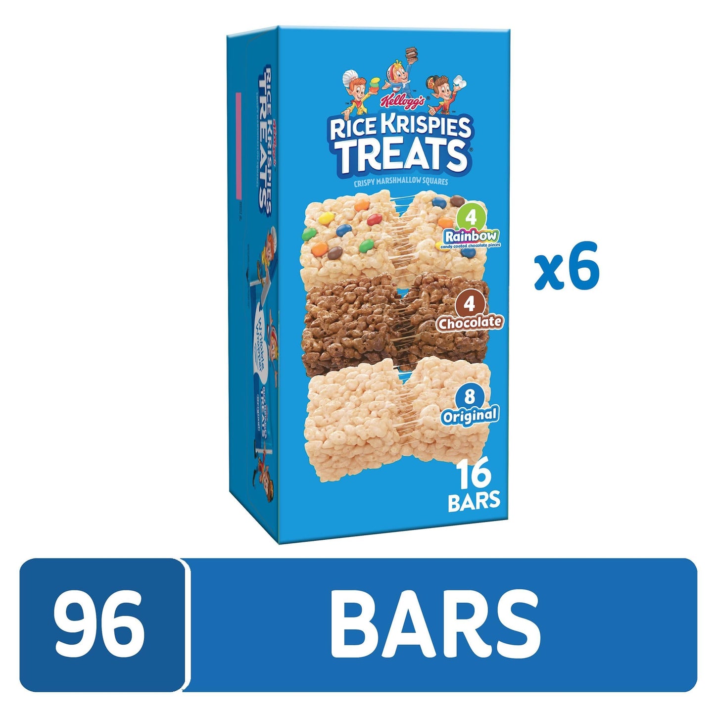 Rice Krispies Treats Marshmallow Snack Bars, Kids Snacks, School Lunch, Variety Pack (6 Boxes, 96 Bars)