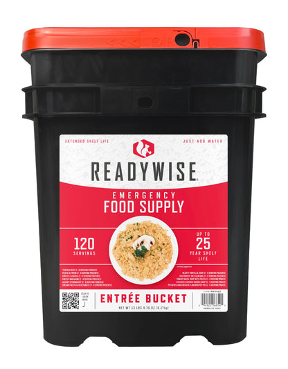READYWISE - Emergency Food Supply Bucket, 120 Servings, MRE Meal Food Supply, Premade, Freeze Dried Survival Food for Hiking, Ad