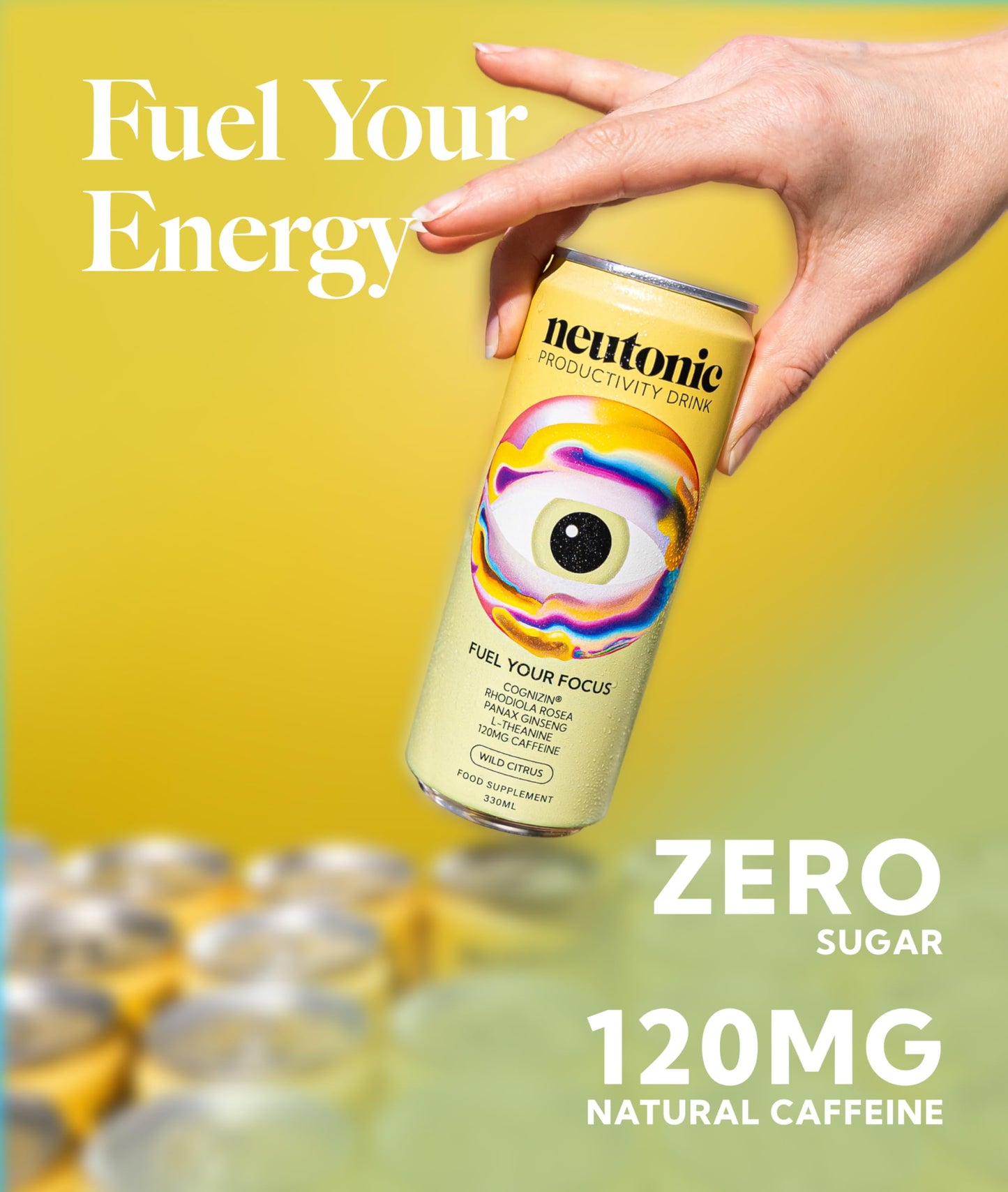 Neutonic Nootropic Energy Drink | Zero Sugar, 120mg Caffeine | Wild Citrus | 12 Cans