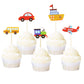 Ercadio 30 Pack Transportation Cupcake Toppers Bus Car Ship Train Airplane Cupcake Picks Baby Shower Birthday Party Cake Decorat
