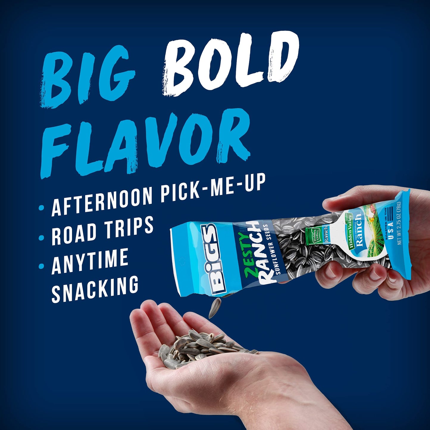 Bigs Hidden Valley Ranch Sunflower Seeds, Keto Friendly Snack, Low Carb Lifestyle, 2.75 Oz Bag