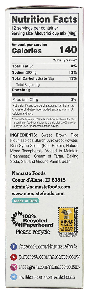 Namaste Foods Waffle & Pancake Wheat Free Gluten Free Dairy Free Mix, 21 Oz