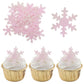 Gyufise 50Pcs Pink Edible Cupcake Cake Toppers Snowflake Cake Decorations For Christmas Winter Frozen Theme Party Supply Decorat