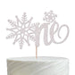 Rsstarxi Snowflake Cake Topper Glitter First Birthday Decorations W 5.8 H 8.2 Silver Design 2 Model xm139-silver