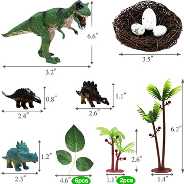 Glahorse 26 Pcs Dinosaur Cake Toppers With Dinosaur Eggs Leaves Trees Cake Decorations For Birthday,Dinosaur Themed,Jungle Safar