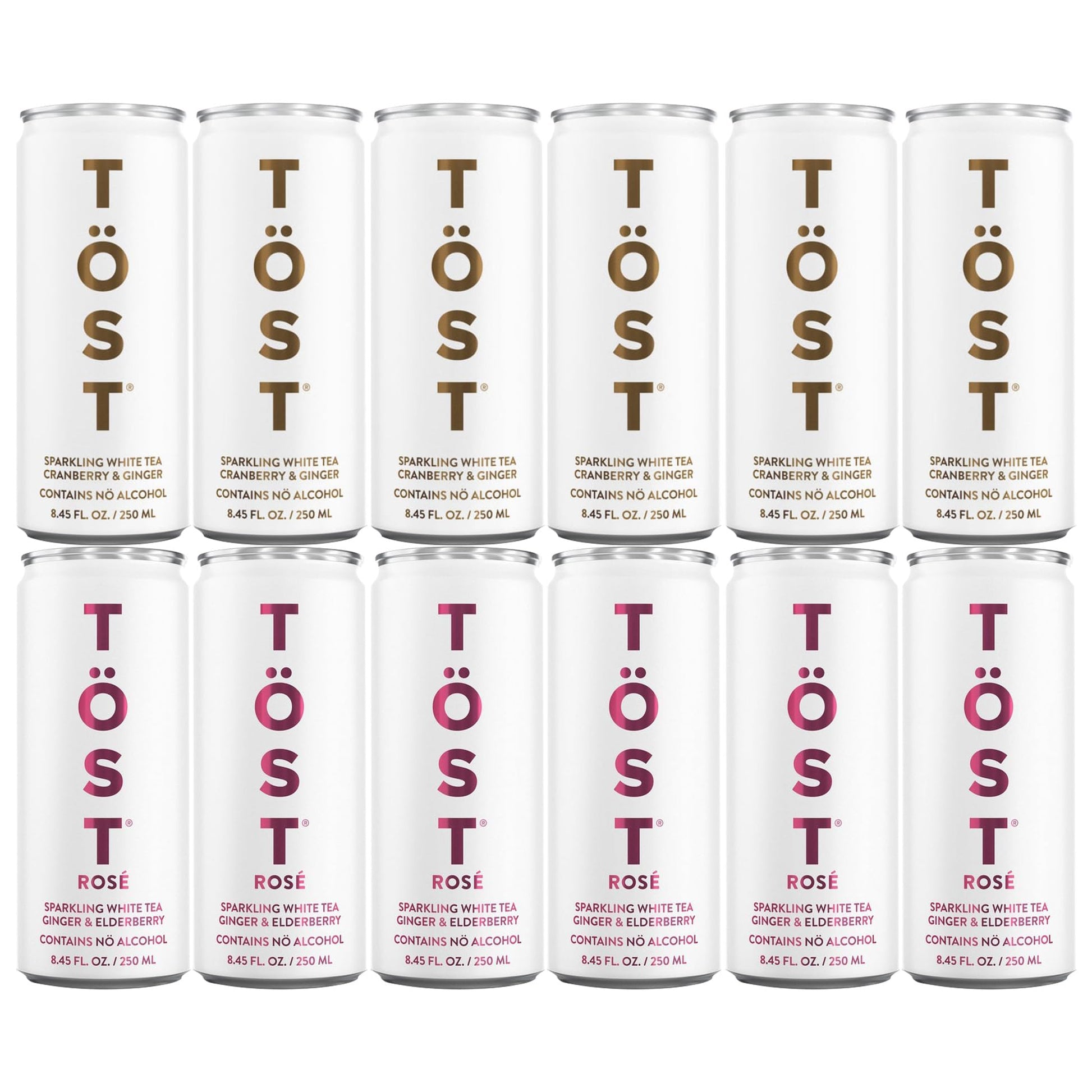Generic TOST All-Natural Sparkling Beverage, Cranberry Ginger & Elderberry Ginger, 8.45 Fl Oz, Pack of 12
