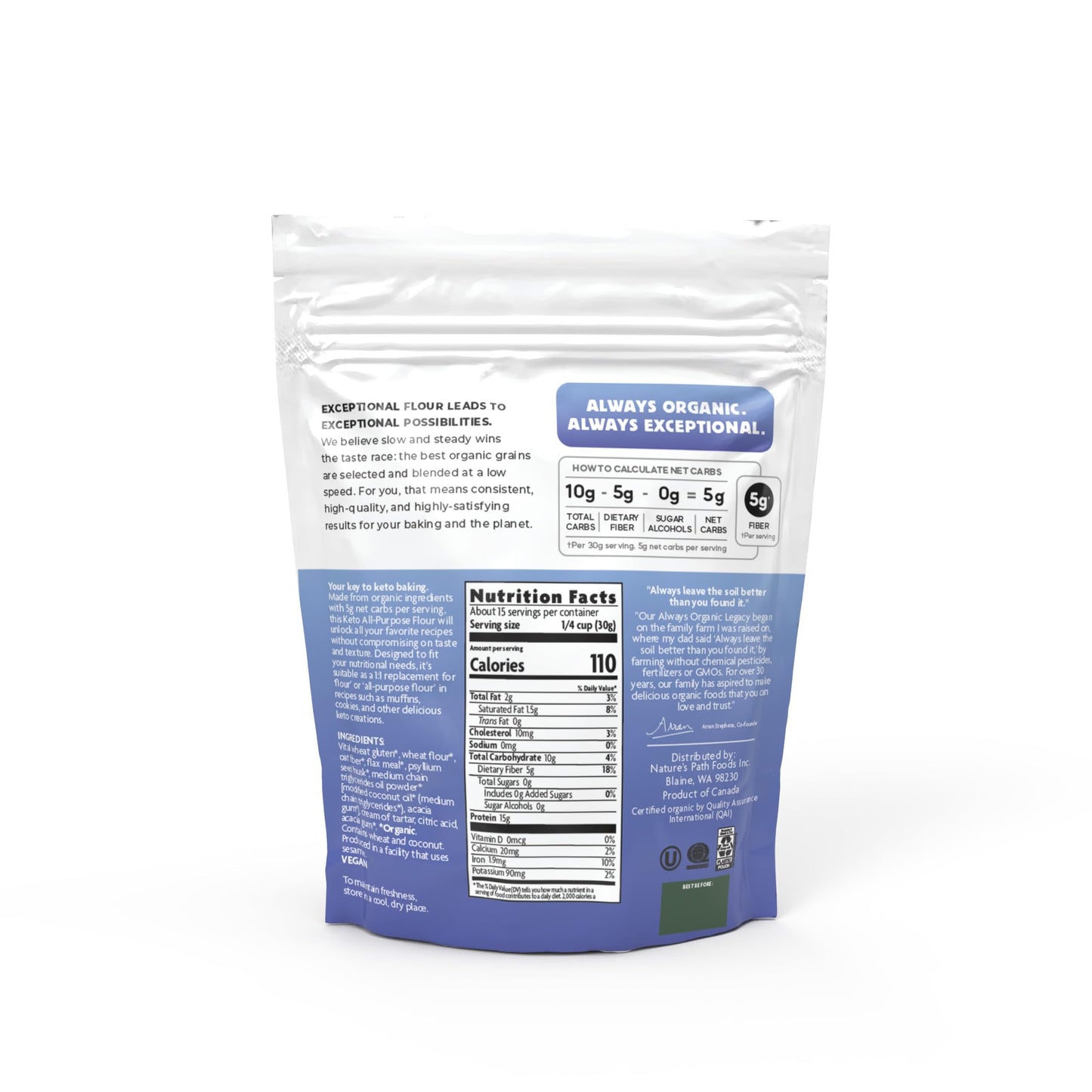 Natures Path Organic Keto All-Purpose Flour, 16 oz (Pack of 1), Non-GMO