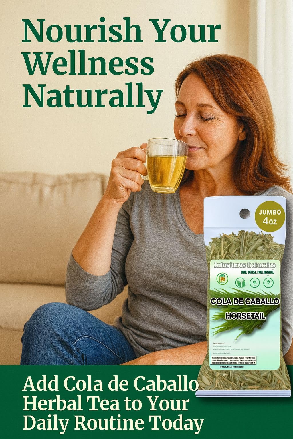 Cola de Caballo Herbal Tea - 4 oz (113 g) - 100% Natural Horsetail Loose Leaf Tea (Shave Grass) - Traditional Mexican Remedy - Caffeine-Free  Vegan  Non-GMO  Gluten-Free - by BexpertsUSA