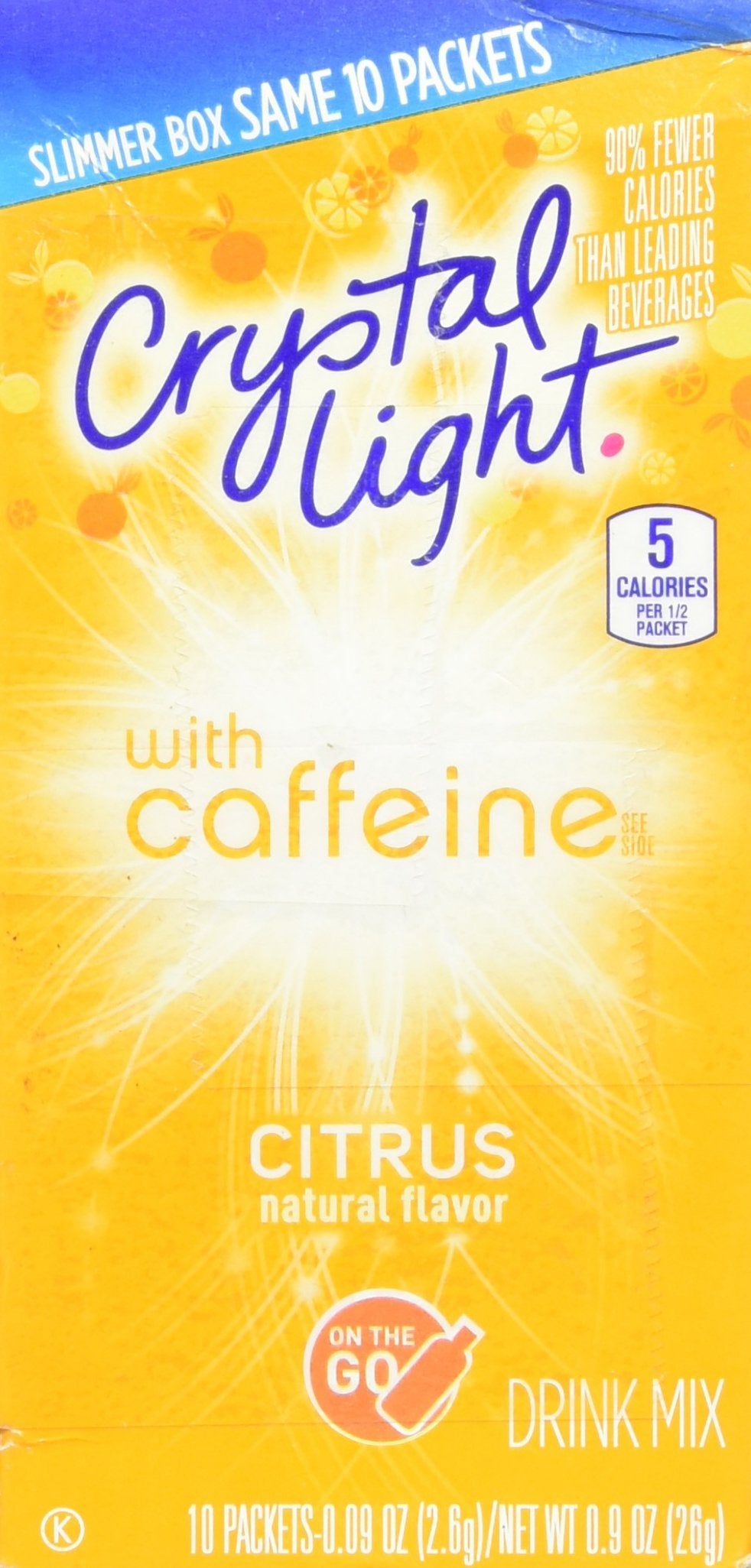 Crystal Light On The Go Citrus Caffeine, 10 Packets, 0.9 Ounce (Pack of 4)