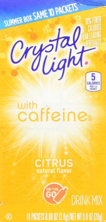 Crystal Light On The Go Citrus Caffeine, 10 Packets, 0.9 Ounce (Pack of 4)