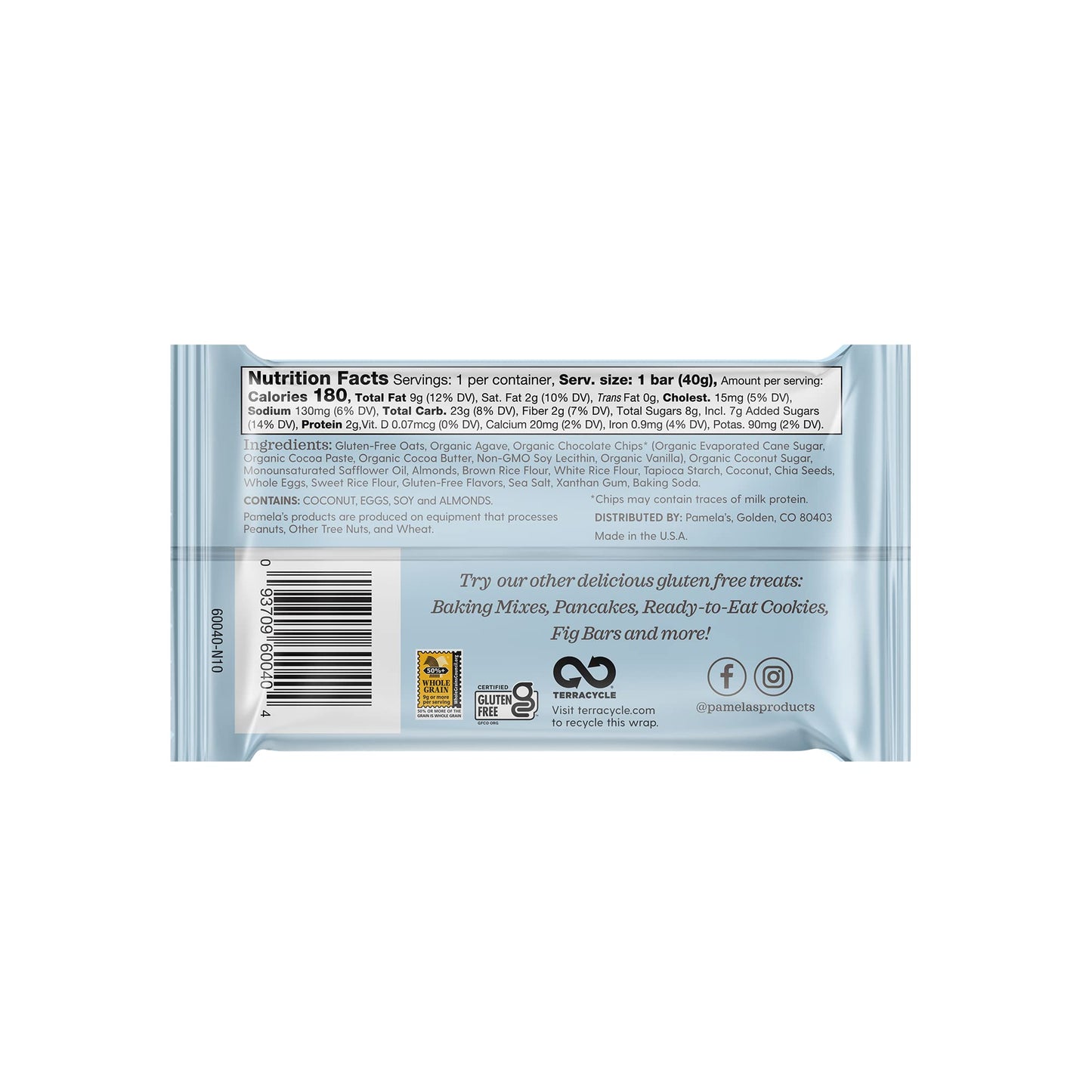 Pamela'S Products Gluten Free Whenever Bars (Oat Choc Chip Coconut, Pack Of 3)