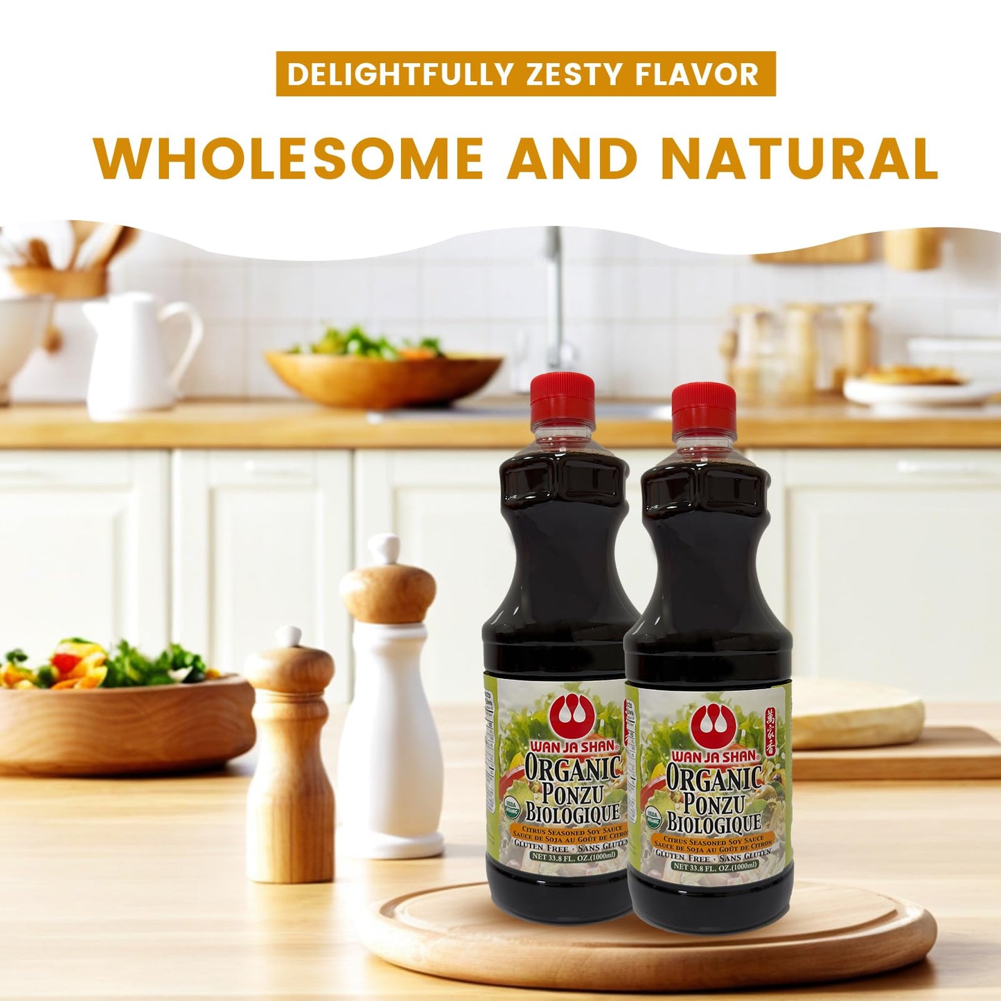 Wan Ja Shan Gluten Free Oragnic Ponzu, Citrus Seasoned Soy Sauce & Dressing 1Liter (33.8Oz). Usda Certified Organic- Gluten Free